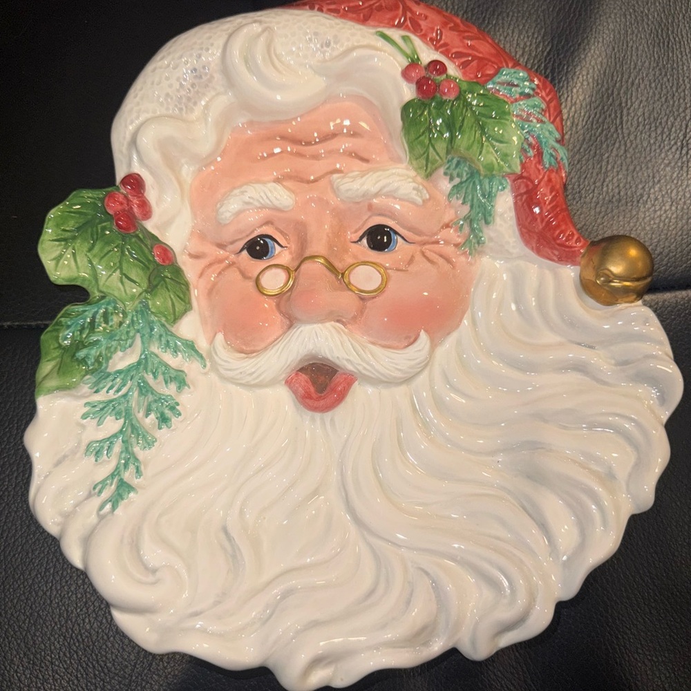 Fitz and Floyd vintage Xmas Santa ceramic plate
